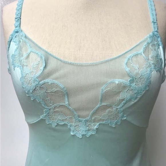 Vtg 80s Aquamarine Full Slip, Van Raalte 73527, Sz tall 32, Slip/Dress, Nylon - Picture 1 of 6